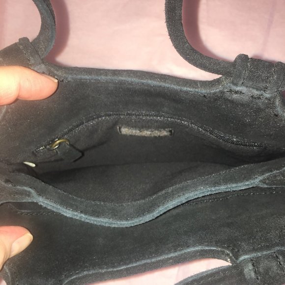 Sold Vintage Indeed Sm Black Suede Embellished Bag - Picture 3 of 5